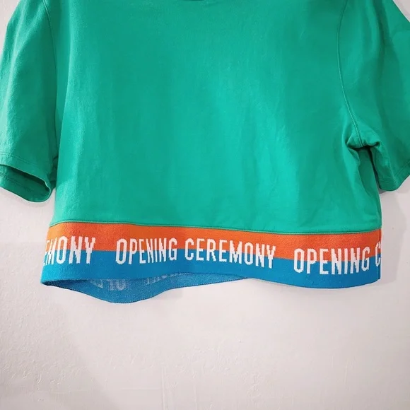 Opening Ceremony Cropped Banded Tshirt Top Kelly Green - Picture 3 of 8